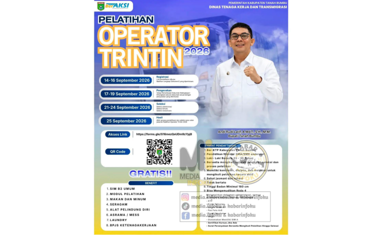 Bupati Andi Rudi Latif Buka Pelatihan Operator Trintin 2026, Gratis!